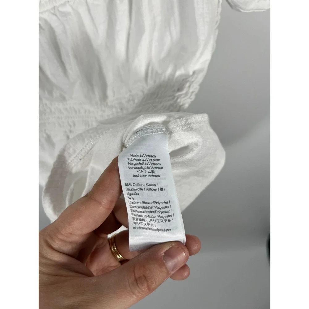 J Crew Womens Blouse XS White Puff Sleeve Milkmaid Peasant Cottage Boho Coastal